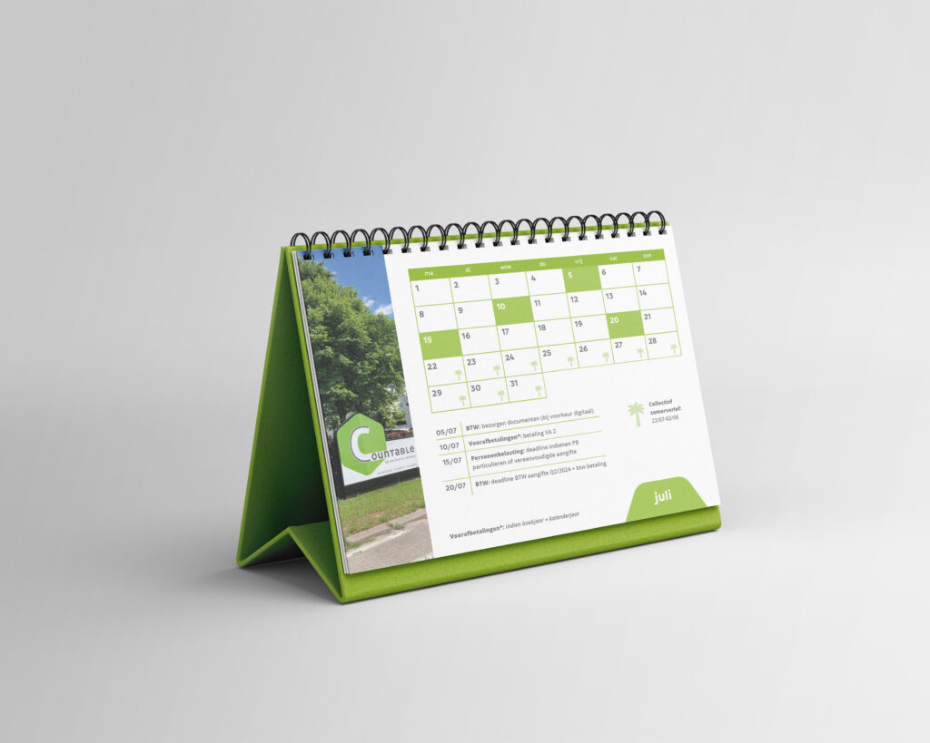 Fiscale jaarkalenders met alle belangrijke boekhoudkundige deadlines